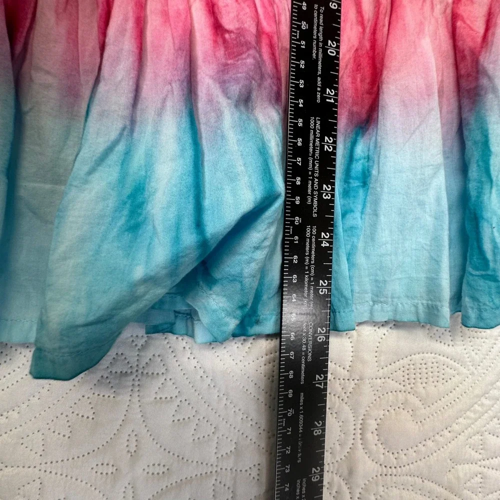 Pandemonium Girls Rainbow Tie Dye Tiered Dress Pockets Pom Pom‎ Trim Size 6X